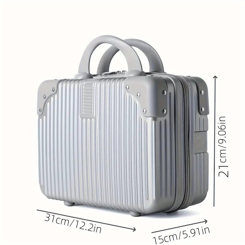 SUNBEET Mini Hard Shell Hard Travel Luggage Makeup Case Small Portable Carrying Case Suitcase Organizer Makeup Storage Box for Women (B-Silver) - Image 3