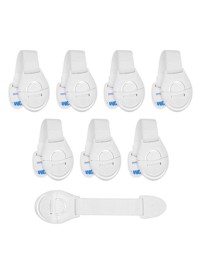 KitschKitsch Plastic Baby Safety Drawer Locks 20 Cm X 5 Cm X 1 Cm Gen 2 Pack Of 8 White - Image 2