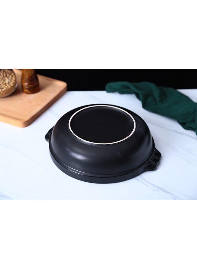 طاجن مغربي مصنوع من الحديد الزهر، وعاء طهي واحد، غطاء سيراميك مطلي بالمينا - طبق آمن للاستخدام في الفرن حتى 500 درجة فهرنهايت بسعة كبيرة، غطاء مخروطي الشكل، هدية أواني طهي - Image 4