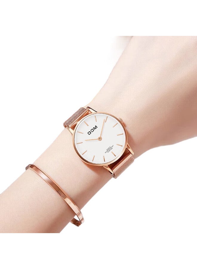 DOM New Ultra-Thin Watch For Women, Fashionable Waterproof Quartz Mechanical Style, Top Ten Brand Watches, Swiss Quality, Gift For Women - Image 1