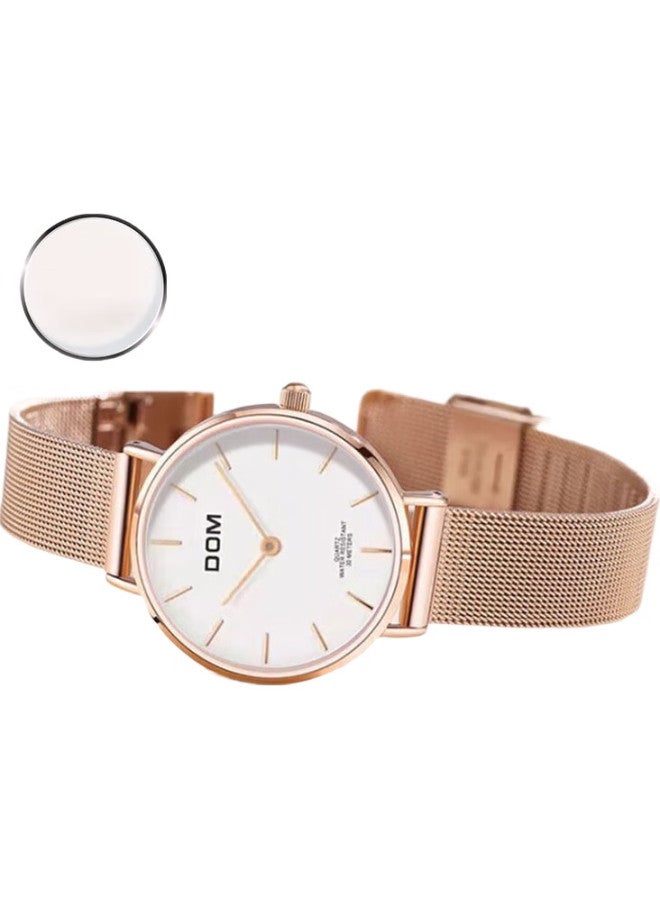 DOM New Ultra-Thin Watch For Women, Fashionable Waterproof Quartz Mechanical Style, Top Ten Brand Watches, Swiss Quality, Gift For Women - Image 2