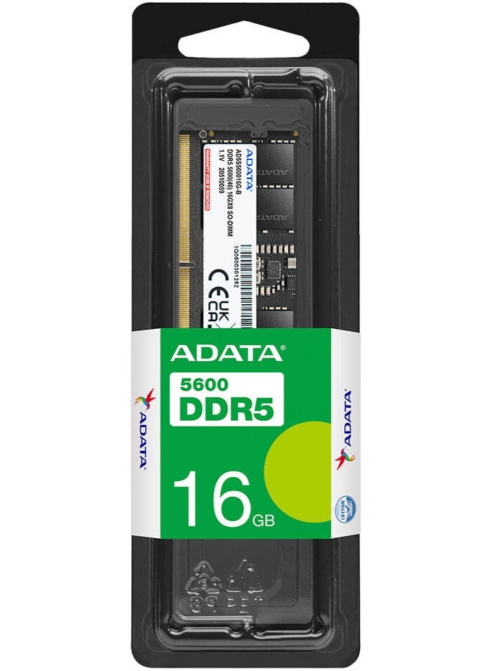 Adata DDR5 SO-DIMM Laptop Memory, 16GB Capacity, 5600 MHz Memory Speed, CL46 CAS Latency, 1.1 Voltage, On-Die Error | AD5S560016G-S - Image 2