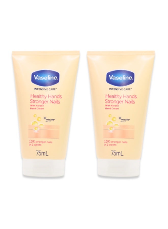 فازلين كريم صحي لليدين وأظافر أقوى بالكيراتين، لون وردي، 75 مل قطعتين - Image 1