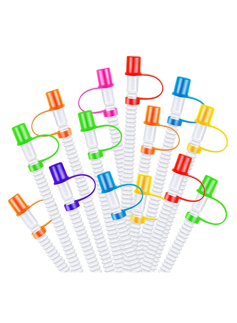 SYOSI سايوسي 100 قطعة من القش القابل لإعادة الاستخدام مع أغطية، قش مرن وقابل للانحناء بطول 11 بوصة، قش بلاستيكي قابل لإعادة الاستخدام مع أغطية ملونة زجاجة الماء/الكوب، لوازم حفلات عيد الميلاد، لوازم حفلات الزفاف - Image 1