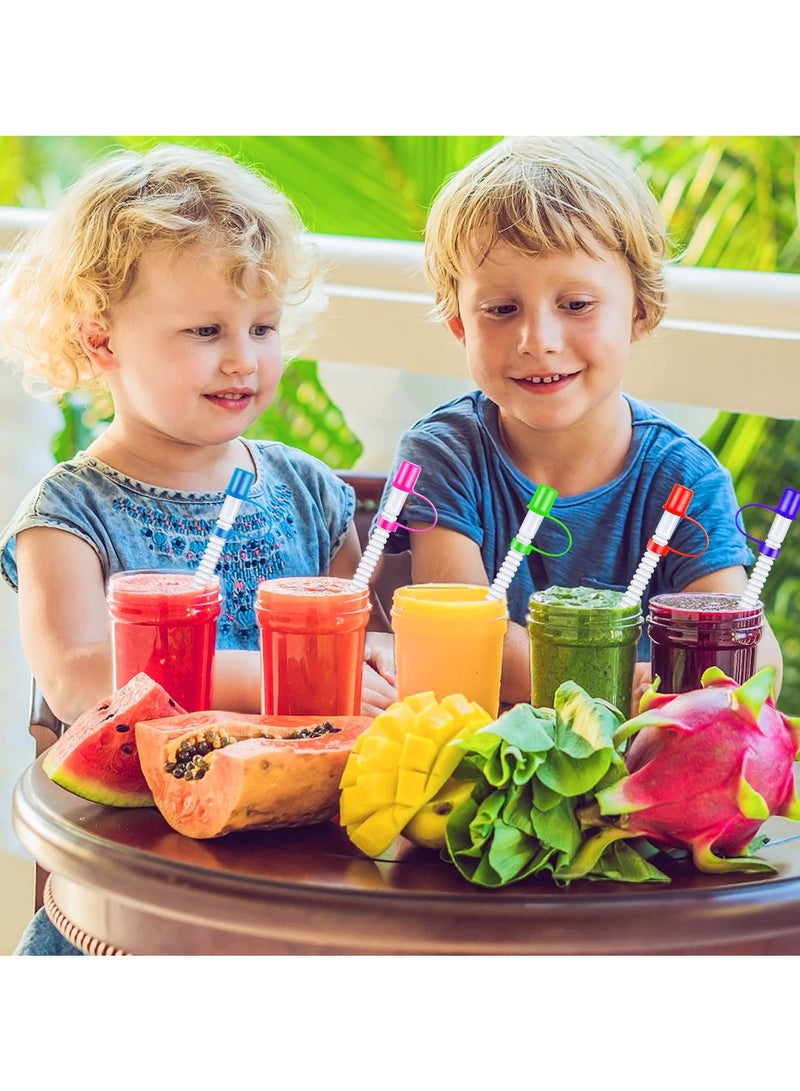 SYOSI سايوسي 100 قطعة من القش القابل لإعادة الاستخدام مع أغطية، قش مرن وقابل للانحناء بطول 11 بوصة، قش بلاستيكي قابل لإعادة الاستخدام مع أغطية ملونة زجاجة الماء/الكوب، لوازم حفلات عيد الميلاد، لوازم حفلات الزفاف - Image 3