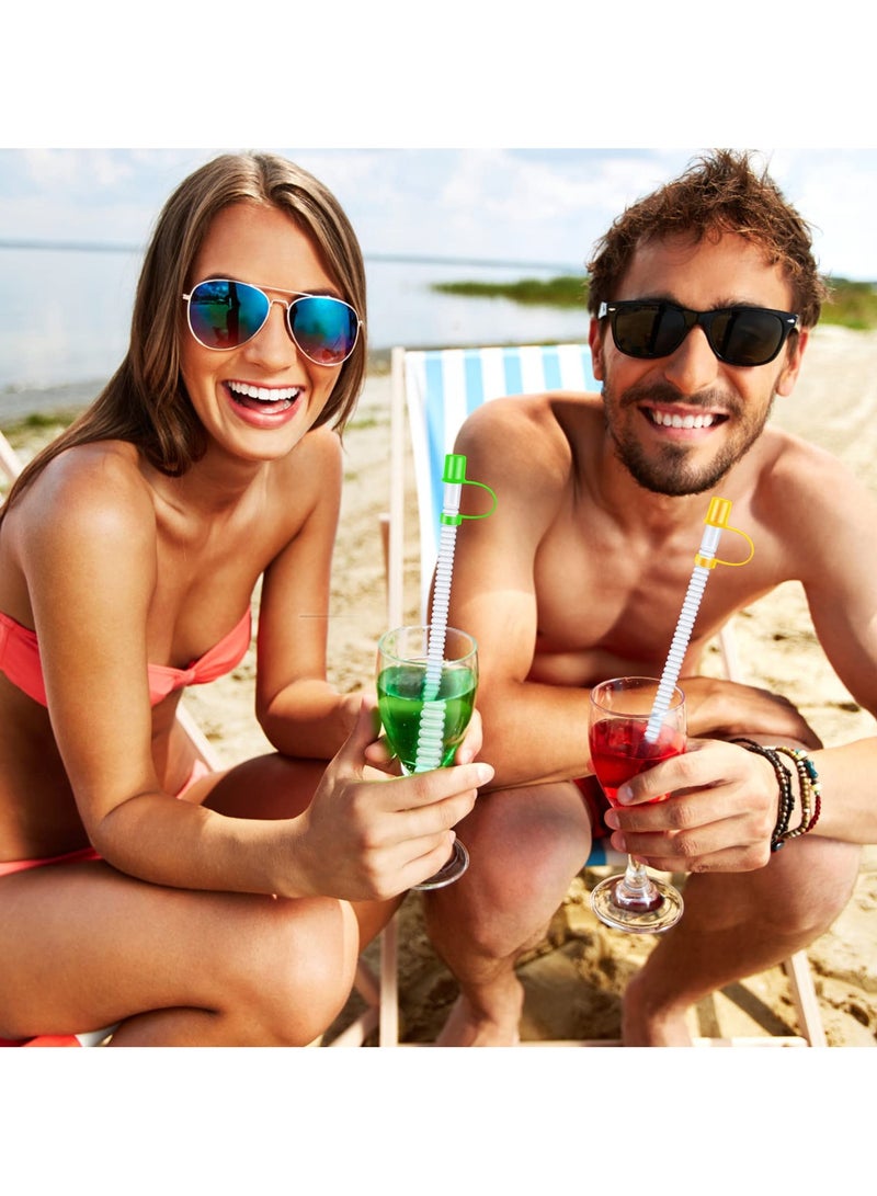 SYOSI سايوسي 100 قطعة من القش القابل لإعادة الاستخدام مع أغطية، قش مرن وقابل للانحناء بطول 11 بوصة، قش بلاستيكي قابل لإعادة الاستخدام مع أغطية ملونة زجاجة الماء/الكوب، لوازم حفلات عيد الميلاد، لوازم حفلات الزفاف - Image 4