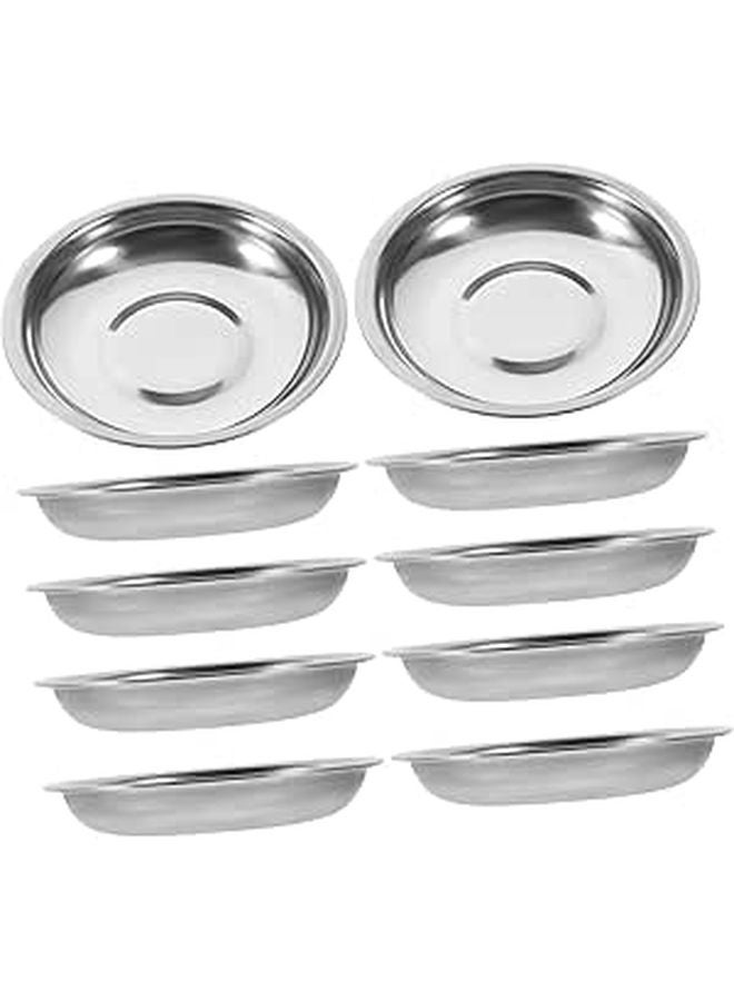 Stainless Steel Condiment Dishes Round Seasoning Plates 10pcs Set For Home And Restaurant - Image 1