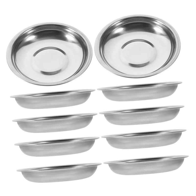 Stainless Steel Condiment Dishes Round Seasoning Plates 10pcs Set For Home And Restaurant - Image 2