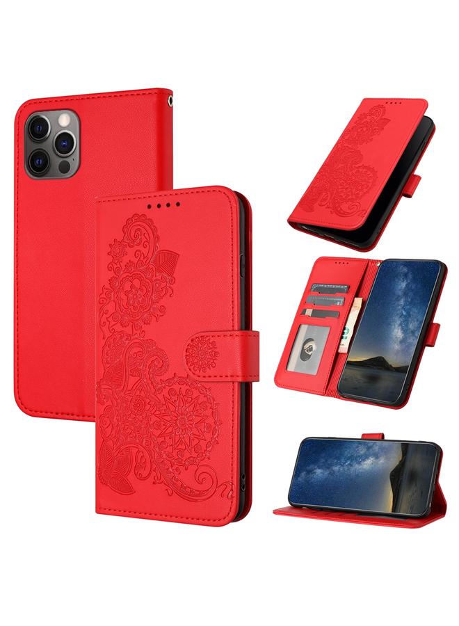 اس-توب جراب لهاتف iPhone 13 Pro Max من الجلد المنقوش بزهرة الداتورة - Image 1