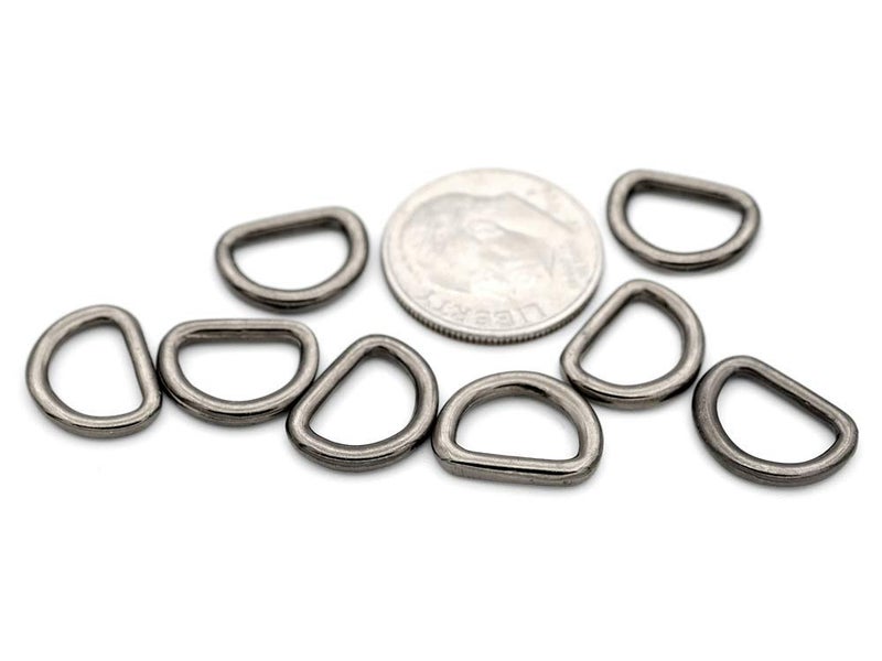 CRAFTMEMORE CRAFTMEmore Loops Sliders CRAFTMEmore 38 or 12 Inch Tiny DRing Findings Metal Welded D Rings for Zip Connector Puller Landyard Purse Making Pack of 50 Gunmetal 38 Inch  - Image 2