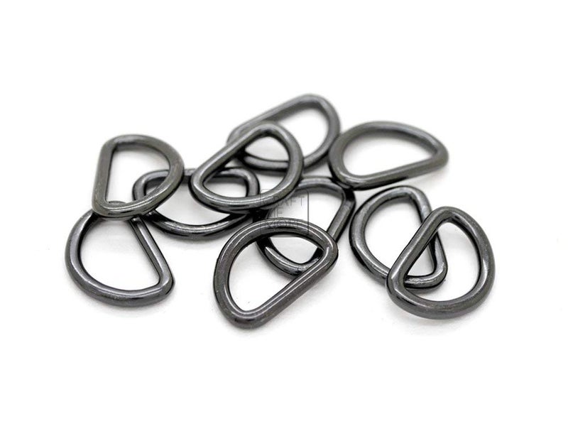 CRAFTMEMORE CRAFTMEmore Loops Sliders CRAFTMEmore 38 or 12 Inch Tiny DRing Findings Metal Welded D Rings for Zip Connector Puller Landyard Purse Making Pack of 50 Gunmetal 38 Inch  - Image 1