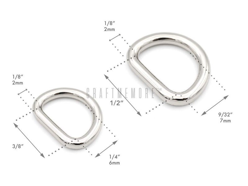CRAFTMEMORE CRAFTMEmore Loops Sliders CRAFTMEmore 38 or 12 Inch Tiny DRing Findings Metal Welded D Rings for Zip Connector Puller Landyard Purse Making Pack of 50 Gunmetal 38 Inch  - Image 3