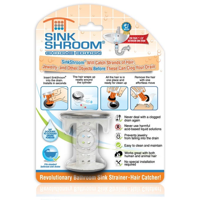 REVOLUTIONARY BATHROOM SINK DRAIN PROTECTOR HAIR CATCHER STRAINER SNARE SILICONE BRUSHED CHROME EDITION 1 14