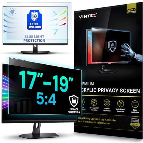 VINTEZ Universal Acrylic 17, 17.1, 18.1, 19 Inch Computer Privacy Screen Filter for Square Computer Monitors - 5:4 Aspect Ratio - 15.3" x 12.6" (390 x 320mm) - Monitor Frame Hanging Type - Image 1