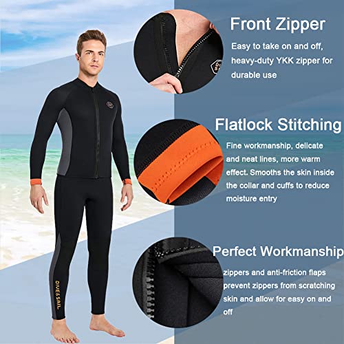 Skyone Wetsuit Top Jacket Women Men 3MM Neoprene Long Sleeve Dive Scuba Wet Suit Shirt, 2MM 1.5MM Warm Front Zipper Wetsuits Shirts Vest Surfing Swimming Snorkeling Kayaking Suit in Cold Water Sports - Image 4