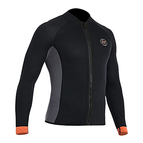 Skyone Wetsuit Top Jacket Women Men 3MM Neoprene Long Sleeve Dive Scuba Wet Suit Shirt, 2MM 1.5MM Warm Front Zipper Wetsuits Shirts Vest Surfing Swimming Snorkeling Kayaking Suit in Cold Water Sports - Image 1