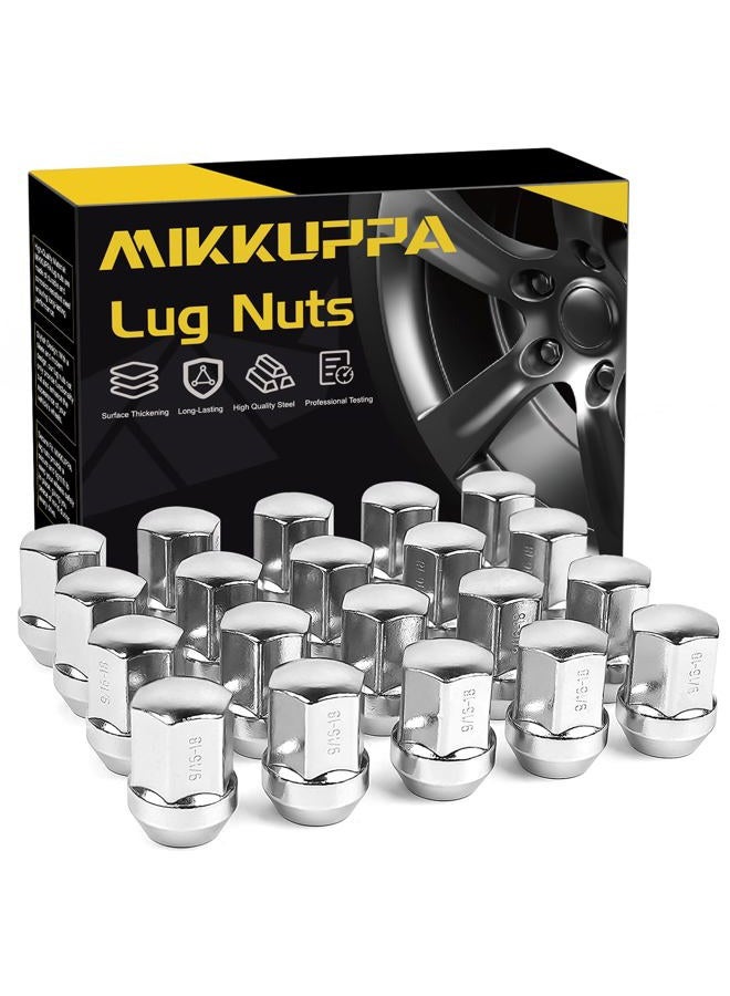 MIKKUPPA 9/16-18 One-Piece Chrome OEM Factory Style Large Acorn Seat Lug Nuts Replacement for 2005-2010 Dodge Dakota, 2004-2009 Dodge Durango, 2002-2011 Dodge Ram 1500 Factory Wheels - Image 1