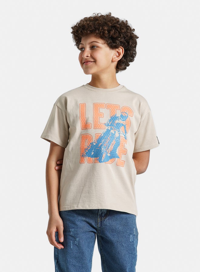 ريمينت تيشرت للاولاد برسمة هيا نركب بيج - Image 3