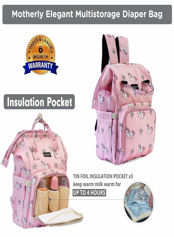 Motherly Elegant Customized Diaper Bag for Mothers for Trave with Warranty, Maternity Bag for Newborn Baby, Mothers Travelling Bag, Multipocket Baby Bag, Hospital Bag for Moms (Unicorn Diamond Pink) - Image 3