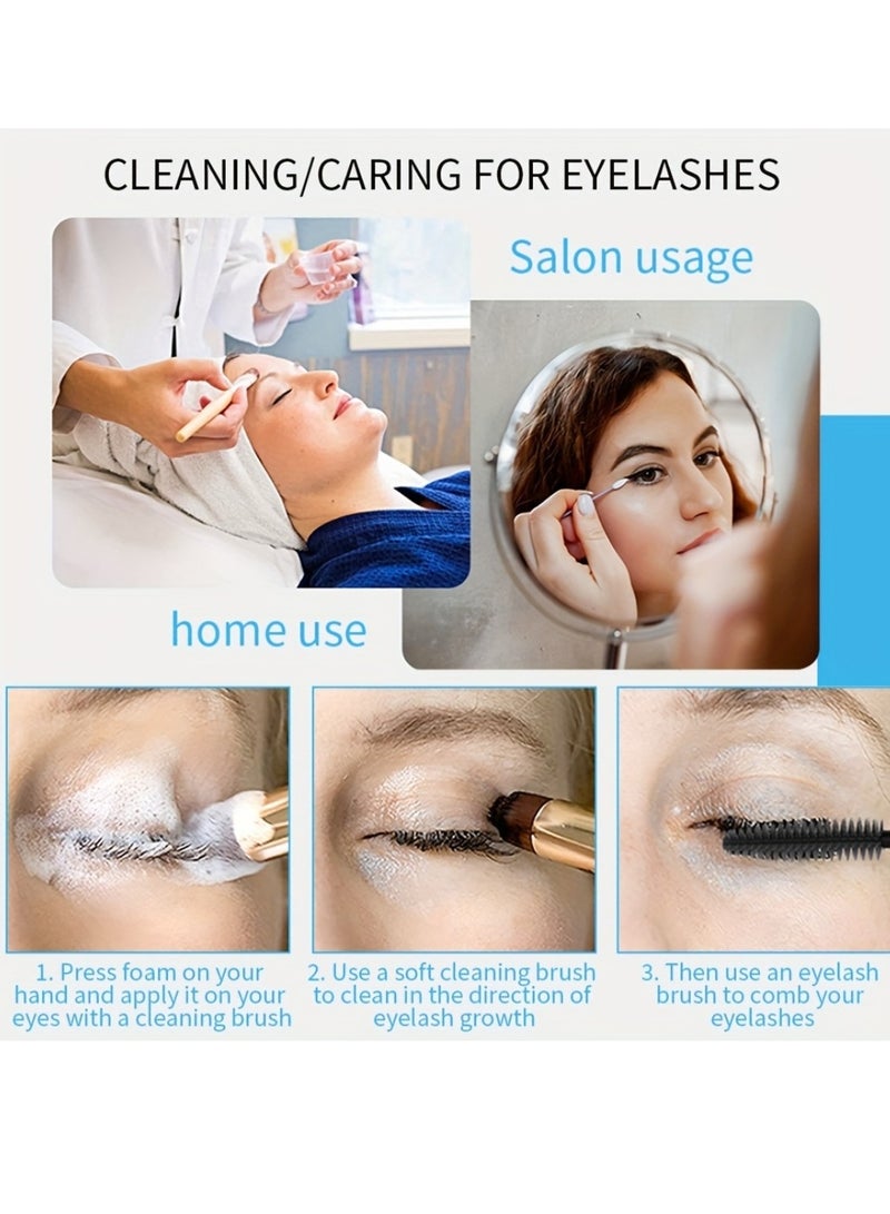 Hllozzi 60ml Lash Shampoo Kit Eyelash Shampoo with Cleaning Brush and Mascara Foam Lash Extension Cleanser Gentle No Irritation Shampoo for Professional and Home Use Eyelash Extension Cleanser Kit  - Image 4