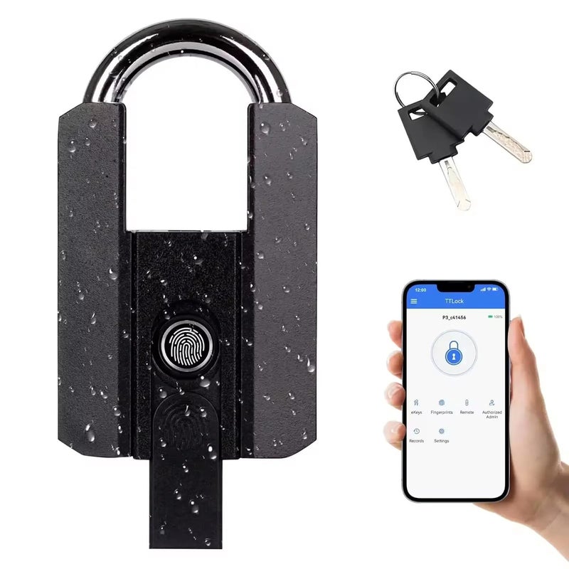 HomeAutomatify قفل باب ذكي HomeAutomatify بقفل بصمة الإصبع مع مقاومة للماء IP67 مناسب للجميع مع فتح سريع للغاية مع 3 آليات فتح تطبيق بلوتوث بصمة ميكانيكية مفاتيح - Image 1