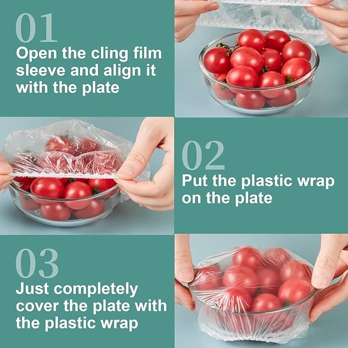 GOPSZOME GOPSZOME 100 Pieces Fresh Keeping Bags Reusable Elastic Food Storage Covers Plastic Adjustable Sealing Bowl Lids Pack of 1 100 Pieces  - Image 4