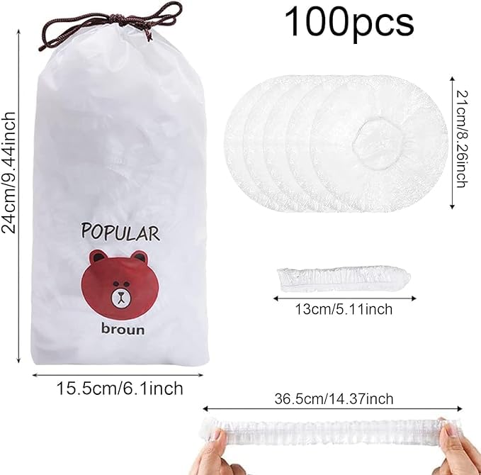 GOPSZOME GOPSZOME 100 Pieces Fresh Keeping Bags Reusable Elastic Food Storage Covers Plastic Adjustable Sealing Bowl Lids Pack of 1 100 Pieces  - Image 2