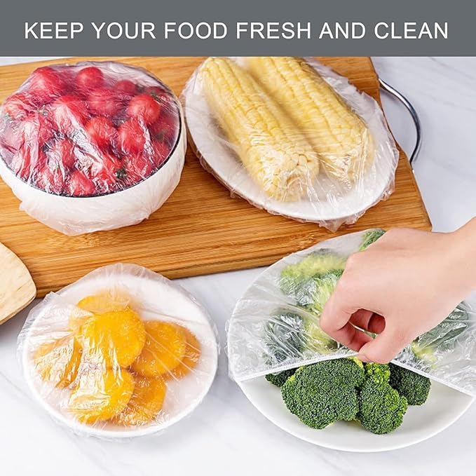 GOPSZOME GOPSZOME 100 Pieces Fresh Keeping Bags Reusable Elastic Food Storage Covers Plastic Adjustable Sealing Bowl Lids Pack of 1 100 Pieces  - Image 5