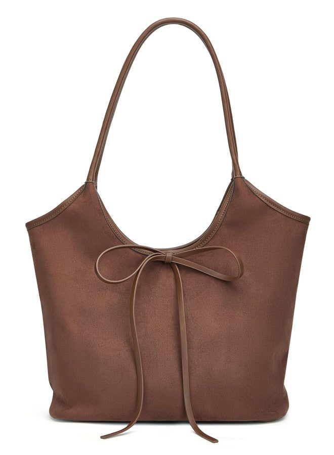 Avilego Vintage French Bow Tote Bag Large Capacity Hobo Bag Shoulder Bag Satchel Purse Chic Underarm Bag for Women Girls - Image 1