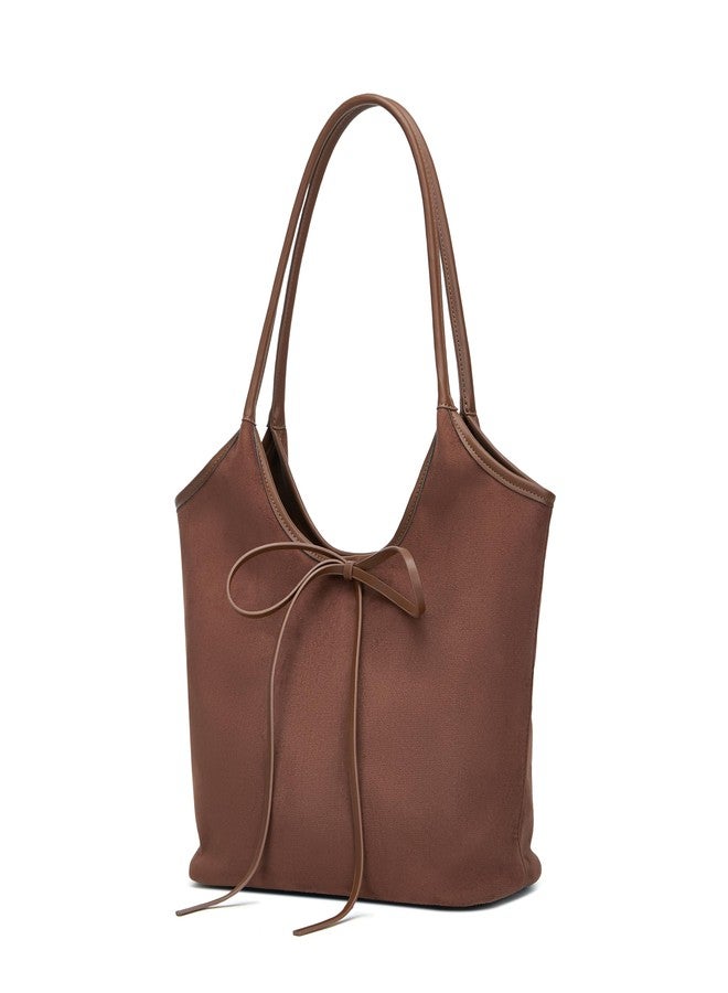 Avilego Vintage French Bow Tote Bag Large Capacity Hobo Bag Shoulder Bag Satchel Purse Chic Underarm Bag for Women Girls - Image 2