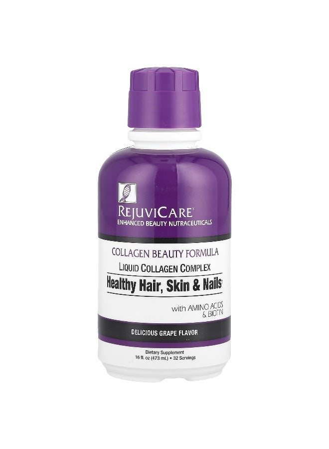 Rejuvicare, Collagen Beauty Formula, Liquid Collagen Complex, Grape, 16 fl oz (473 ml) - Image 1