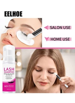 EELHOE 60ml Lash Shampoo For Lash Extensions 60ml Eyelash Extension Shampoo Eyelash Extension Foam And Brushes Eyelid Cleanser For Makeup Remover Paraben For Eyelash Extensions Salon And Home Use  - Image 3
