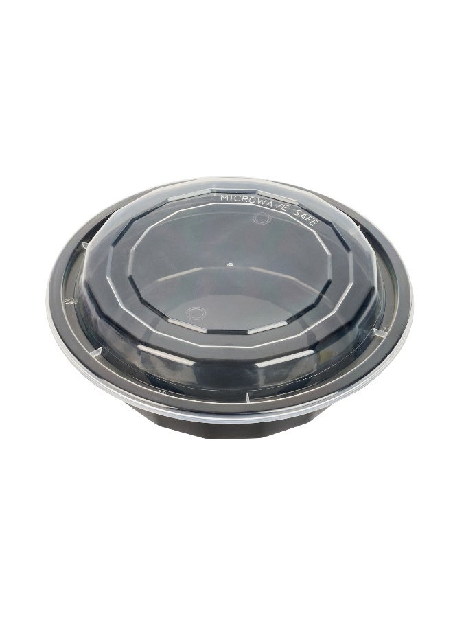 Restaurantware صناديق أسporto سعة 16 أونصة، 100 حاوية طعام قابلة للاستخدام في الميكروويف - مع أغطية بلاستيكية شفافة، خالية من BPA، حاويات طعام بلاستيكية سوداء، قابلة للتخلص، دائرية - Image 1