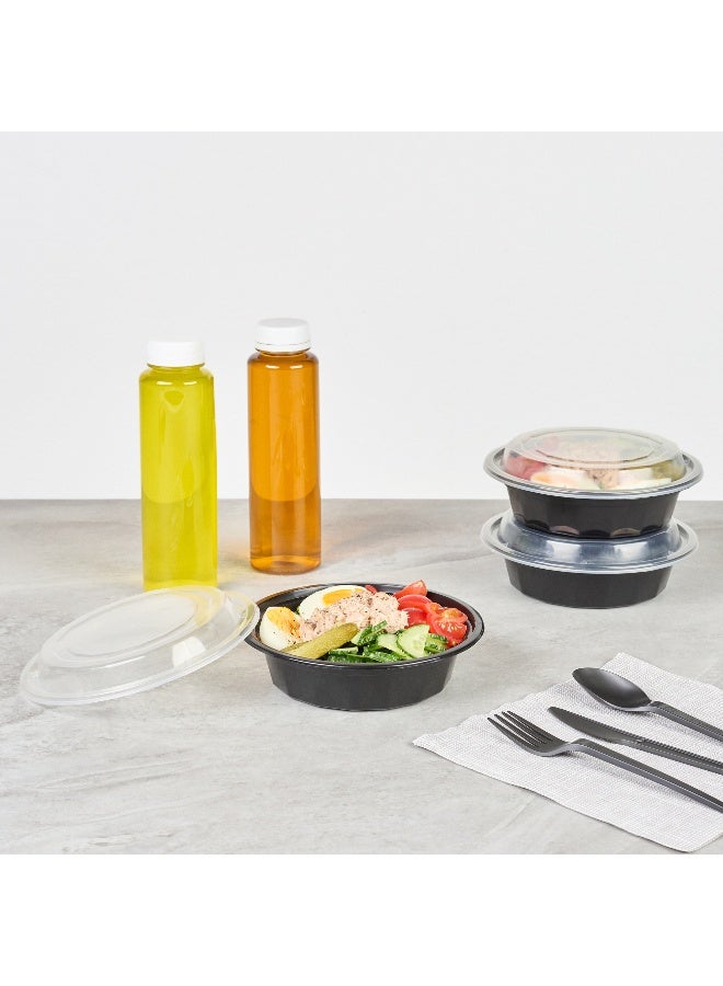 Restaurantware صناديق أسporto سعة 16 أونصة، 100 حاوية طعام قابلة للاستخدام في الميكروويف - مع أغطية بلاستيكية شفافة، خالية من BPA، حاويات طعام بلاستيكية سوداء، قابلة للتخلص، دائرية - Image 3