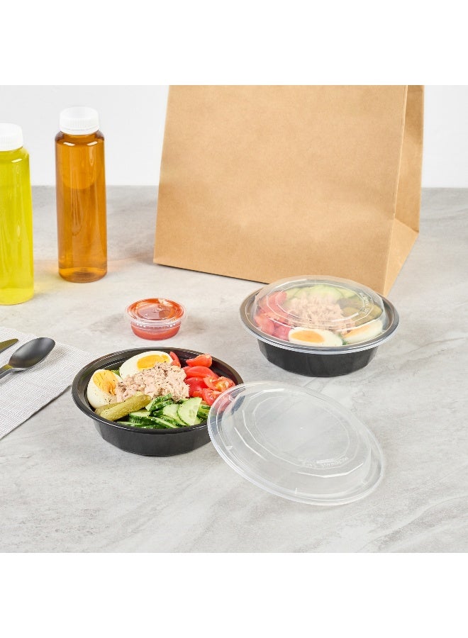 Restaurantware صناديق أسporto سعة 16 أونصة، 100 حاوية طعام قابلة للاستخدام في الميكروويف - مع أغطية بلاستيكية شفافة، خالية من BPA، حاويات طعام بلاستيكية سوداء، قابلة للتخلص، دائرية - Image 4