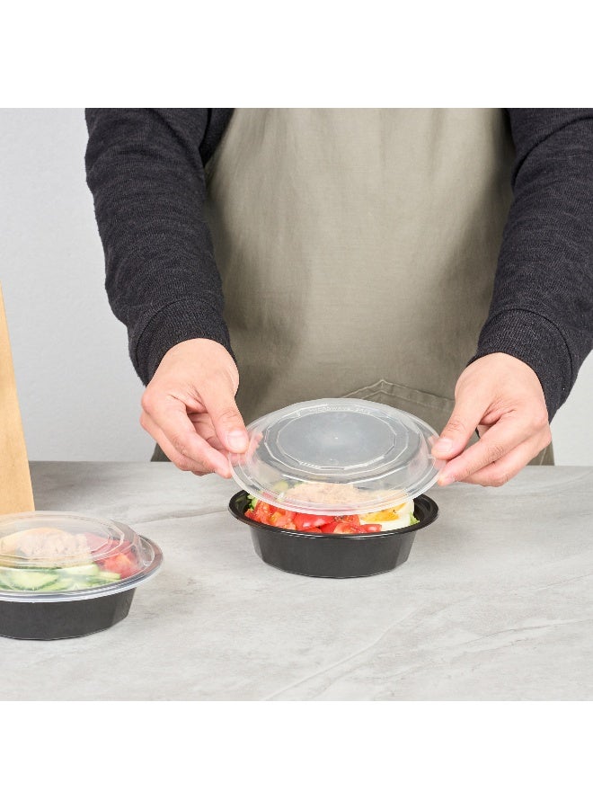 Restaurantware صناديق أسporto سعة 16 أونصة، 100 حاوية طعام قابلة للاستخدام في الميكروويف - مع أغطية بلاستيكية شفافة، خالية من BPA، حاويات طعام بلاستيكية سوداء، قابلة للتخلص، دائرية - Image 5