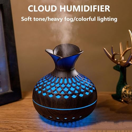 Mobileaddaa Colorful Mini Diffuser Flower Shape Diffuser Light USB Personal Desktop Cool Humidifier 7 Colors, Auto Shut-Off, 2 Mist Modes for Home Car, Office Room, Bedroom 300ml (Flower Shape Brown) - Image 2