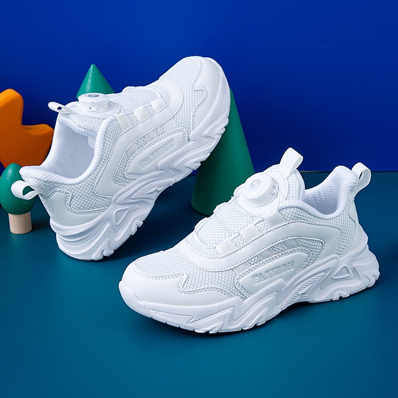 Hydrogen Cloud No-Tie Men'S Shoes Big Children Teenagers Junior High School Students Sports White Shoes - Image 5