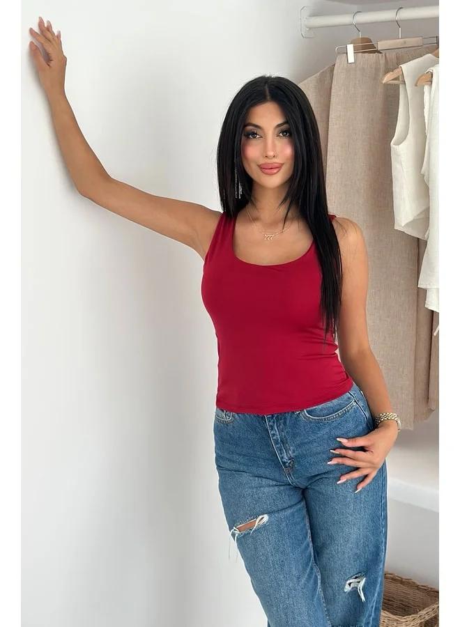 Noa Noa Women's V-Neck Sleeveless Slim-Fit Office & Daily Wear Blouse.
