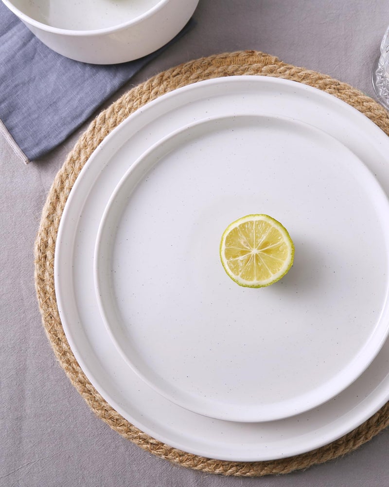 Famiware Nebula Plates and Bowls Set, 12 Pieces Dinnerware Sets, Dishes Set for 4, White with Colorful Speckles - Image 3