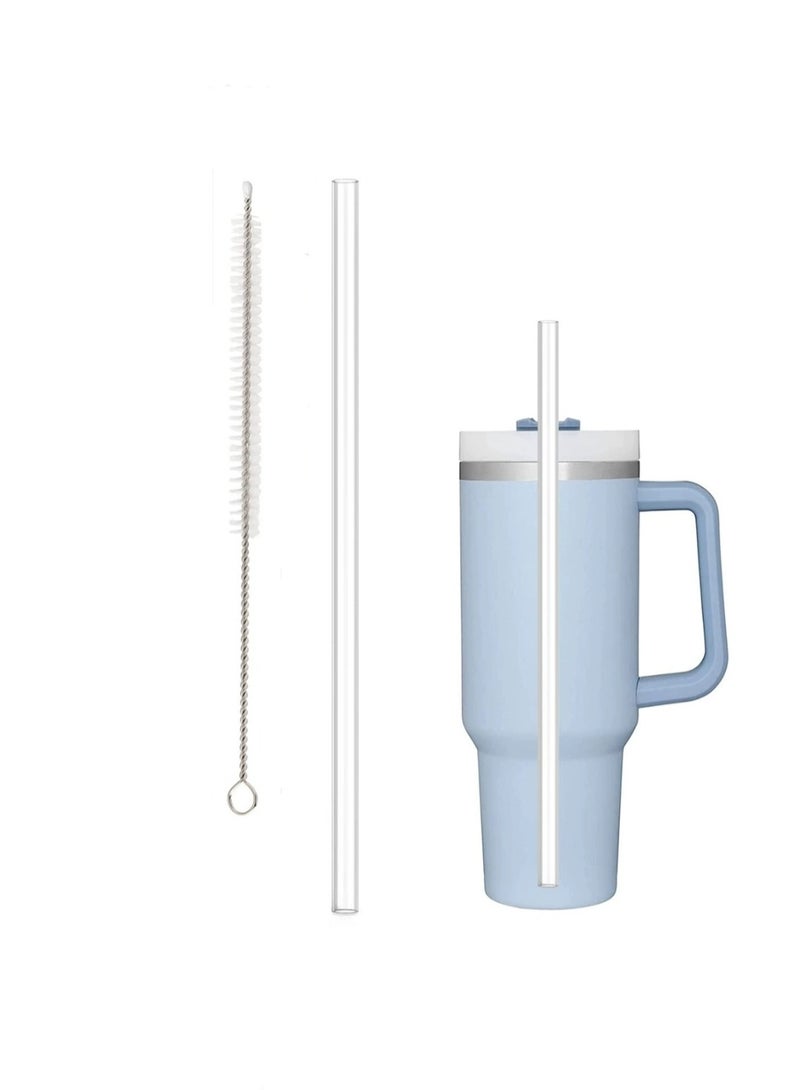 Stanley 1 transparent Tritan food grade drinking straws, suitable for Stanley 40 oz and 30 oz tumbler, Also Suitable for Hot Tea, Juice, and Coffee - 12 Inches Long with 1 Cleaning Brushes - Image 2