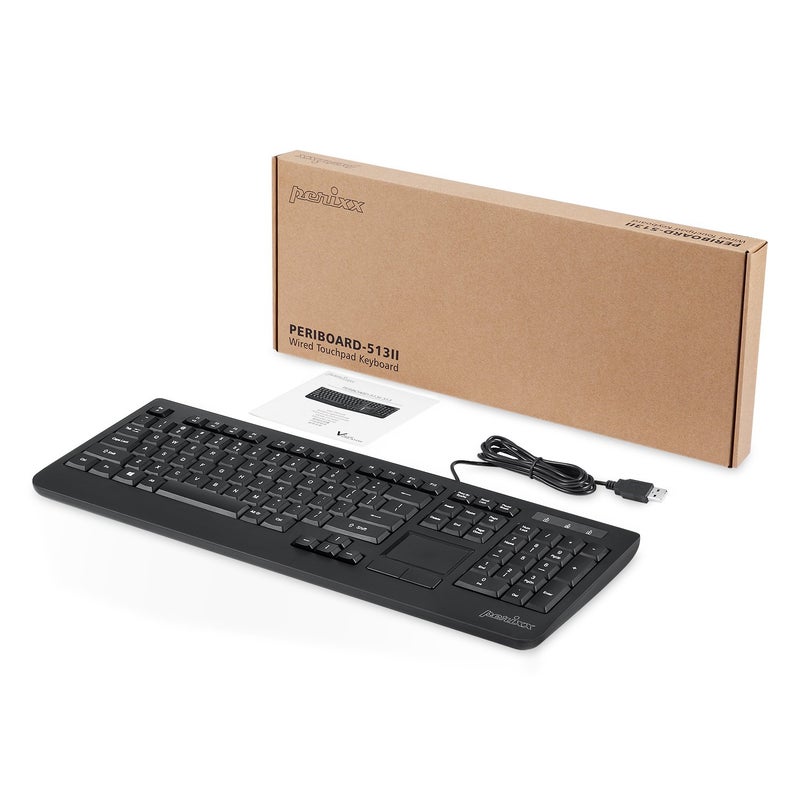 Perixx Periboard-313 Wired USB Backlit Keyboard with Touchpad, Full Size Layout, 3 Level LED Backlit Design, Black, US English Layout (11445) - Image 4