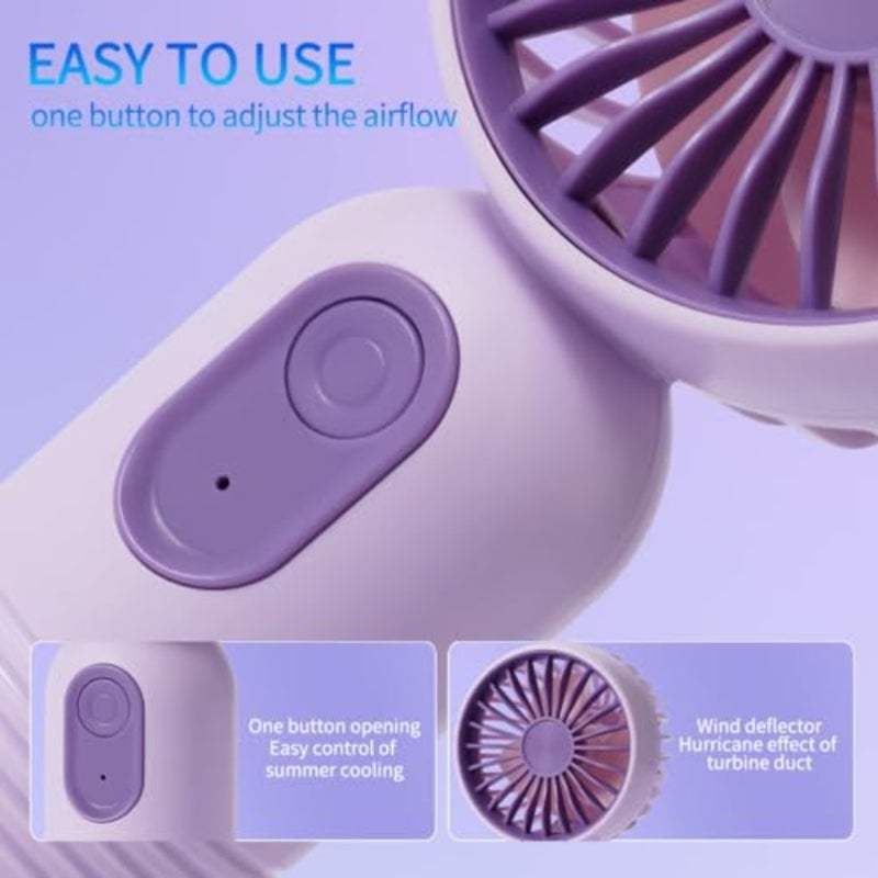 3 PCS Portable Handheld Mini Fans, USB Rechargeable Personal Fan for Travel, 3 Speeds Rechargeable Battery Operated Eyelash Fan,,Pink, Purple - Image 3