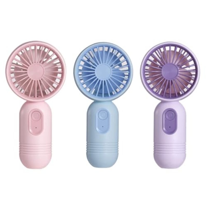 3 PCS Portable Handheld Mini Fans, USB Rechargeable Personal Fan for Travel, 3 Speeds Rechargeable Battery Operated Eyelash Fan,,Pink, Purple - Image 1
