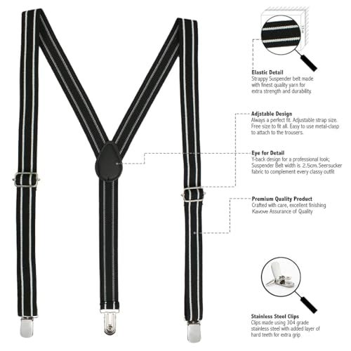 Kavove The Savvy Striped Black Suspender - Image 3