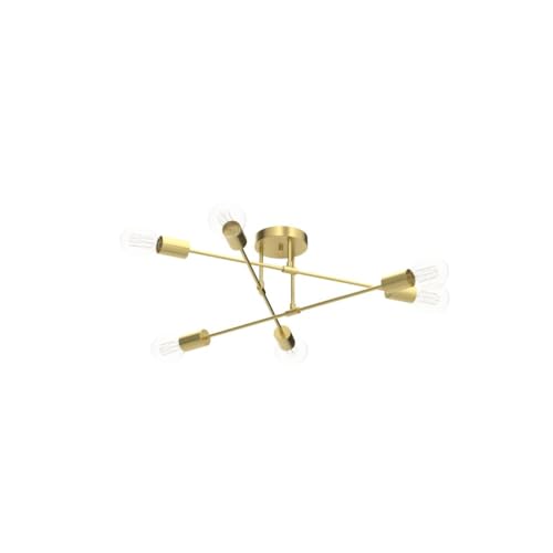 Bosceos Modern Sputnik Chandelier 6-Light Industrial Ceiling Lights Fixture 22" Gold Semi Flush Mount Ceiling Light with E26 Base Sputnik Lights Fixture for Dining Room Bedroom Foyer Hallway Living Room - Image 4