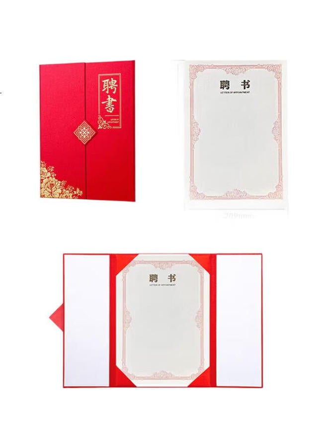 Befon Deyin A4 High-Quality Honor Appointment Letter Cover, Tri-Fold Vertical Appointment Certificate, With 2 Printable Inner Pages, Single Book Pack, Red 7335 - Image 2