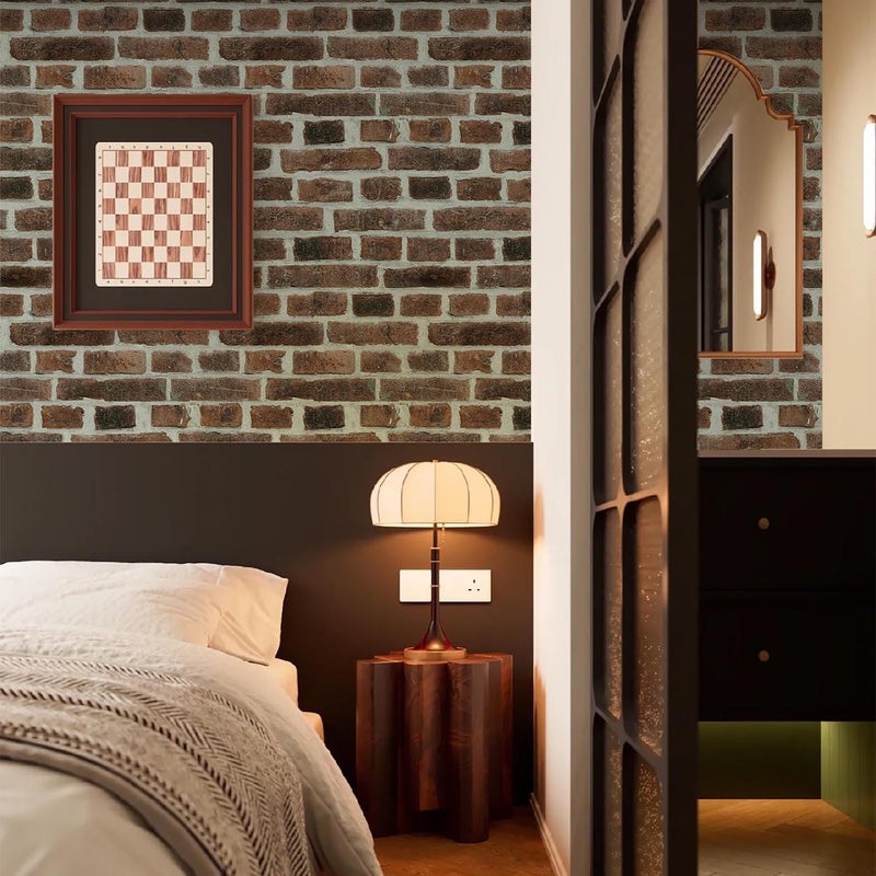Lativo Brick Wallpaper Peel and Stick 118inL17.3inW Faux Brick Contact Paper for Walls Self Adhesive Wallpaper for Bedroom Kitchen Backsplash Fireplace Red Textured Contact Paper Cabinets Waterproof - Image 3