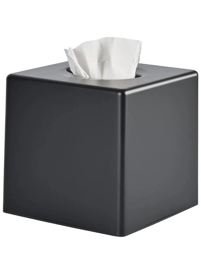 غطاء صندوق المناديل الأسود المربع - تصميم حديث وبسيط وسهل التنظيف - Image 1