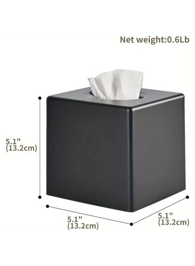 غطاء صندوق المناديل الأسود المربع - تصميم حديث وبسيط وسهل التنظيف - Image 3